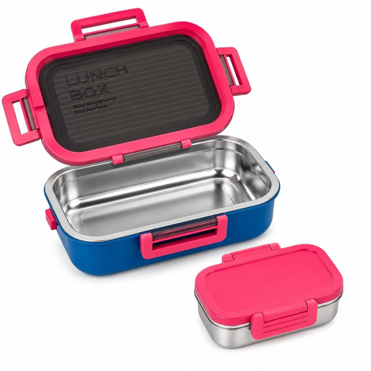 Stainless Steel Insulated Lunch Box with Secure Locking Lid & Carry Handle – Leak-Proof Food Container for School, Office, Travel & Picnic – 550 + 200 ml